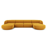Miley 5-seater panoramic sofa with velvet or boucle upholstery, 330x156 cm