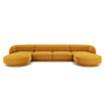 Miley 5-seater panoramic sofa with velvet or boucle upholstery, 330x156 cm