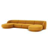 Miley 5-seater panoramic sofa with velvet or boucle upholstery, 330x156 cm