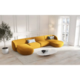 Miley 5-seater panoramic sofa with velvet or boucle upholstery, 330x156 cm