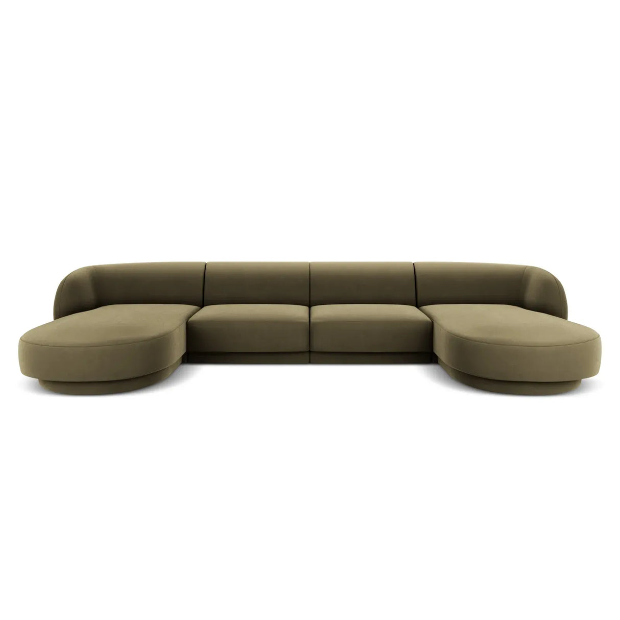 Miley 5-seater panoramic sofa with velvet or boucle upholstery, 330x156 cm