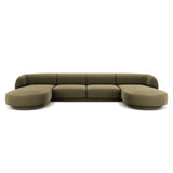 Miley 5-seater panoramic sofa with velvet or boucle upholstery, 330x156 cm