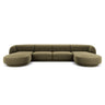 Miley 5-seater panoramic sofa with velvet or boucle upholstery, 330x156 cm