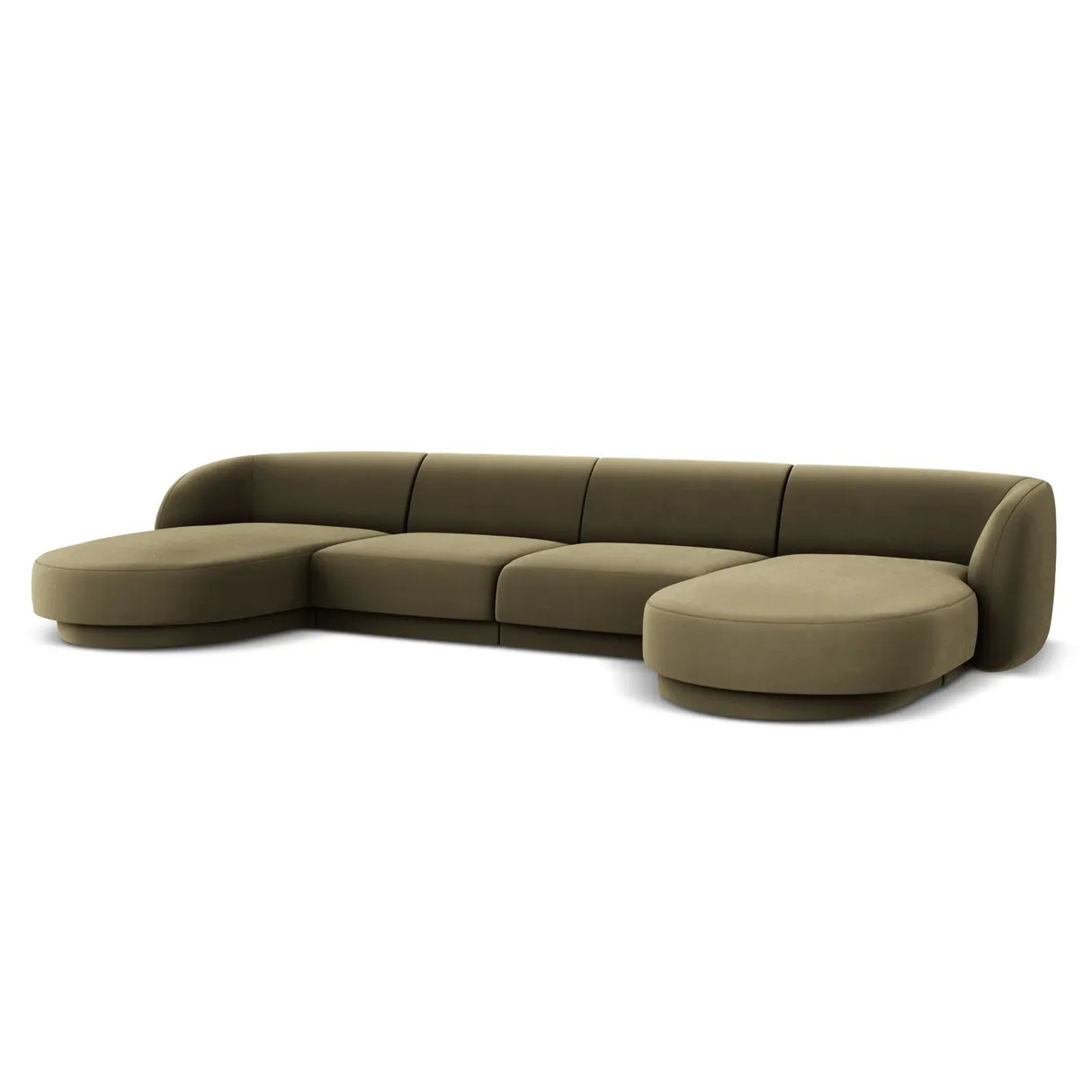 Miley 5-seater panoramic sofa with velvet or boucle upholstery, 330x156 cm