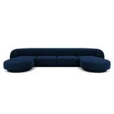 Miley 5-seater panoramic sofa with velvet or boucle upholstery, 330x156 cm