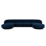 Miley 5-seater panoramic sofa with velvet or boucle upholstery, 330x156 cm