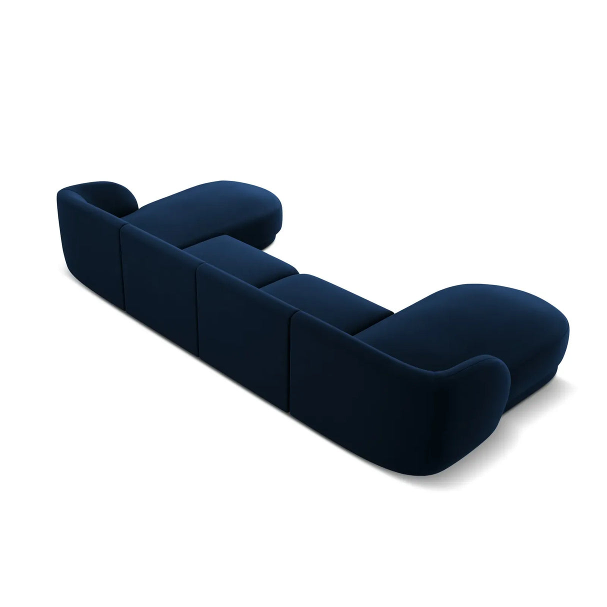 Miley 5-seater panoramic sofa with velvet or boucle upholstery, 330x156 cm