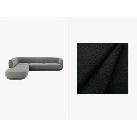 Miley 6-Sitzer Ecksofa, Chaiselongue Links, in Boucle (Bal2082) in Schwarz, 255x248 cm – Bild 1