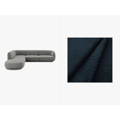 Miley 6-Sitzer Ecksofa, Chaiselongue Links, in Boucle (Bal2088) in Dunkelblau, 255x248 cm – Bild 1