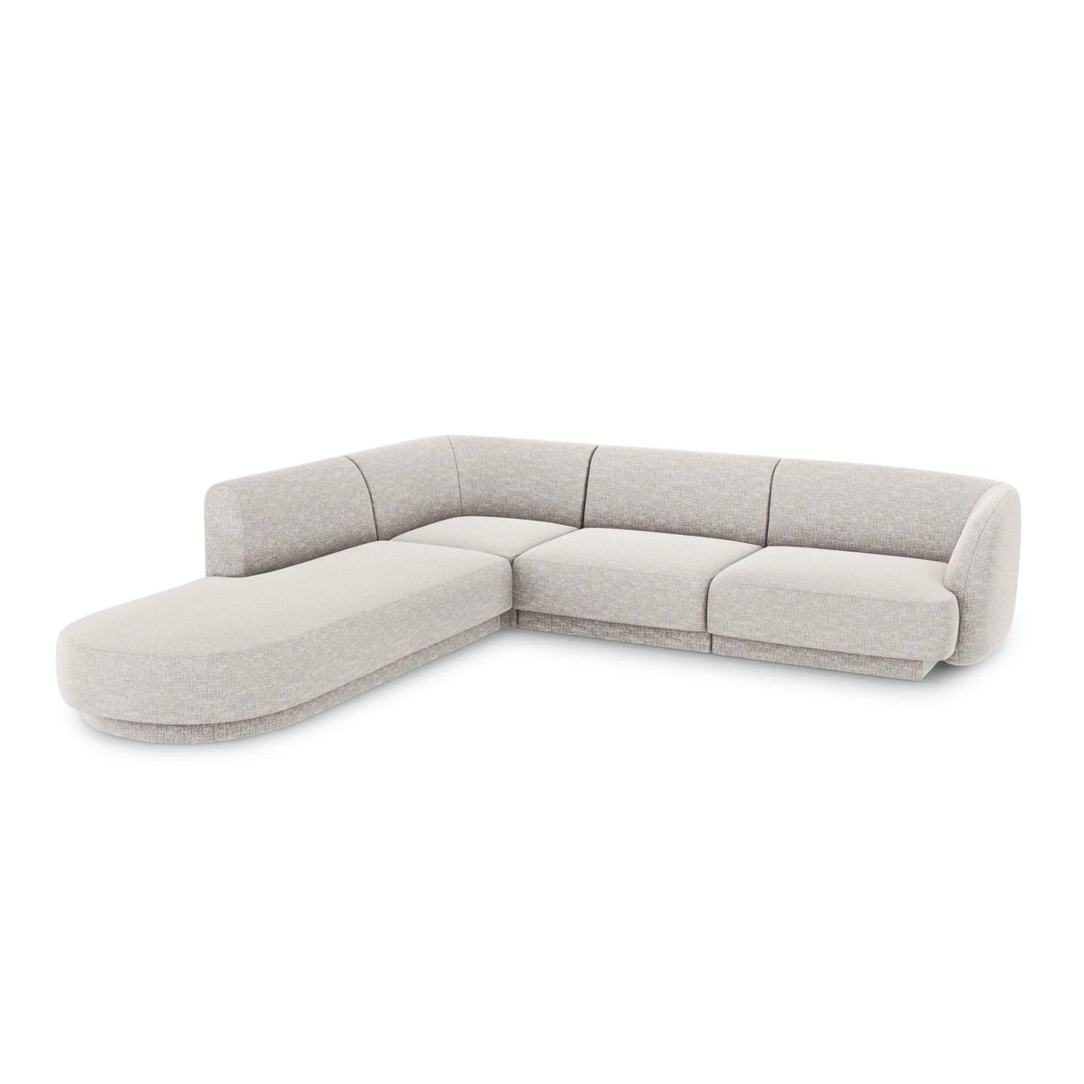 Miley 6-Sitzer Ecksofa, Chaiselongue Links, in Chenille (Haga06) in Hellgrau, 255x248 cm – Bild 3