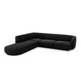 Miley 6-Sitzer Ecksofa, Chaiselongue Links, in Chenille (Haga19) in Schwarz, 255x248 cm – Bild 3