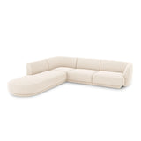 Miley 6-Sitzer Ecksofa, Chaiselongue Links, in Chenille (Haga23) in Leichtes Beige, 255x248 cm – Bild 3