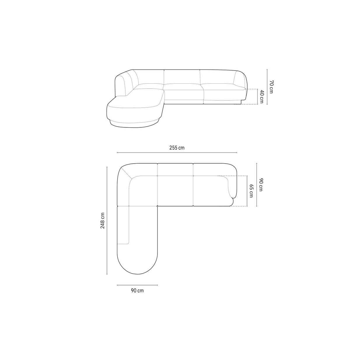 Miley 6-Sitzer Ecksofa, Chaiselongue Links, in Chenille (Haga86) in Königsblau, 255x248 cm – Bild 2