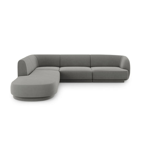 Miley 6-Sitzer Ecksofa, Chaiselongue Links, in Samt (Blu13) in Hellgrau, 255x248 cm – Bild 1