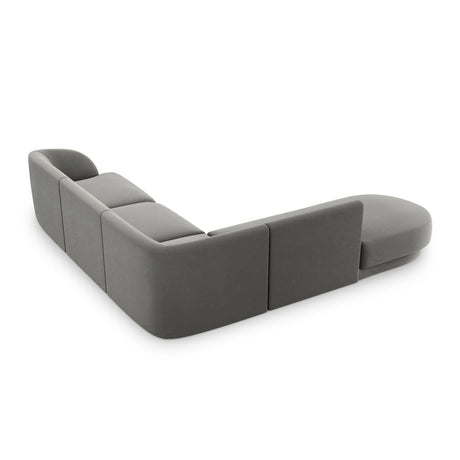Miley 6-Sitzer Ecksofa, Chaiselongue Links, in Samt (Blu13) in Hellgrau, 255x248 cm – Bild 4