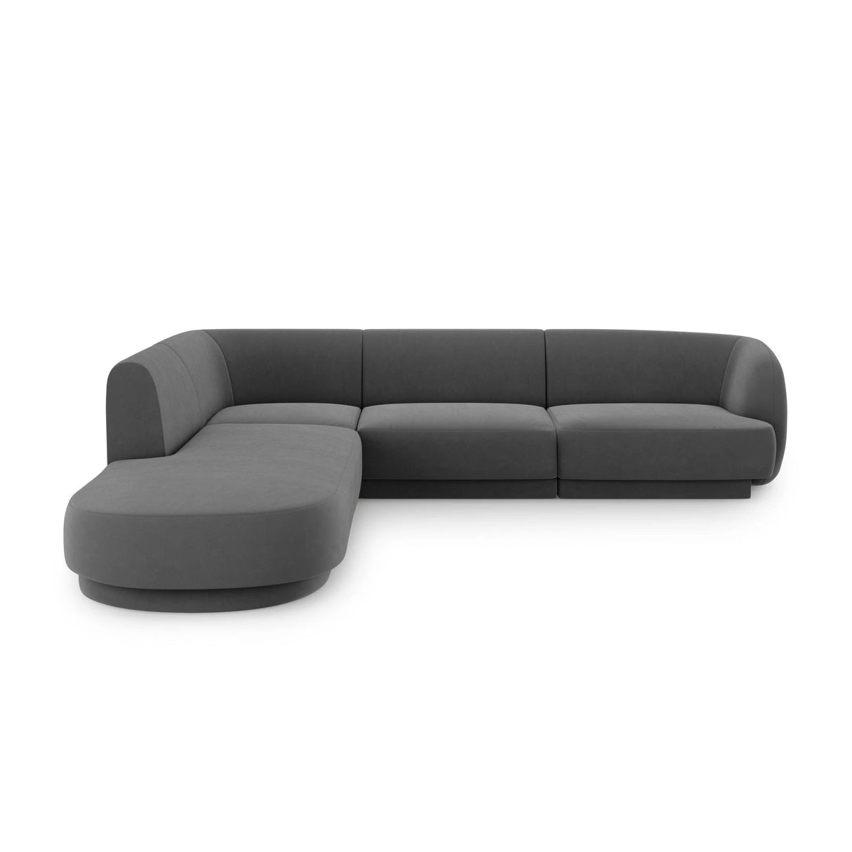 Miley 6-Sitzer Ecksofa, Chaiselongue Links, in Samt (Blu14) in Grau, 255x248 cm – Bild 1