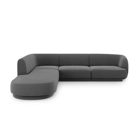 Miley 6-Sitzer Ecksofa, Chaiselongue Links, in Samt (Blu14) in Grau, 255x248 cm – Bild 1