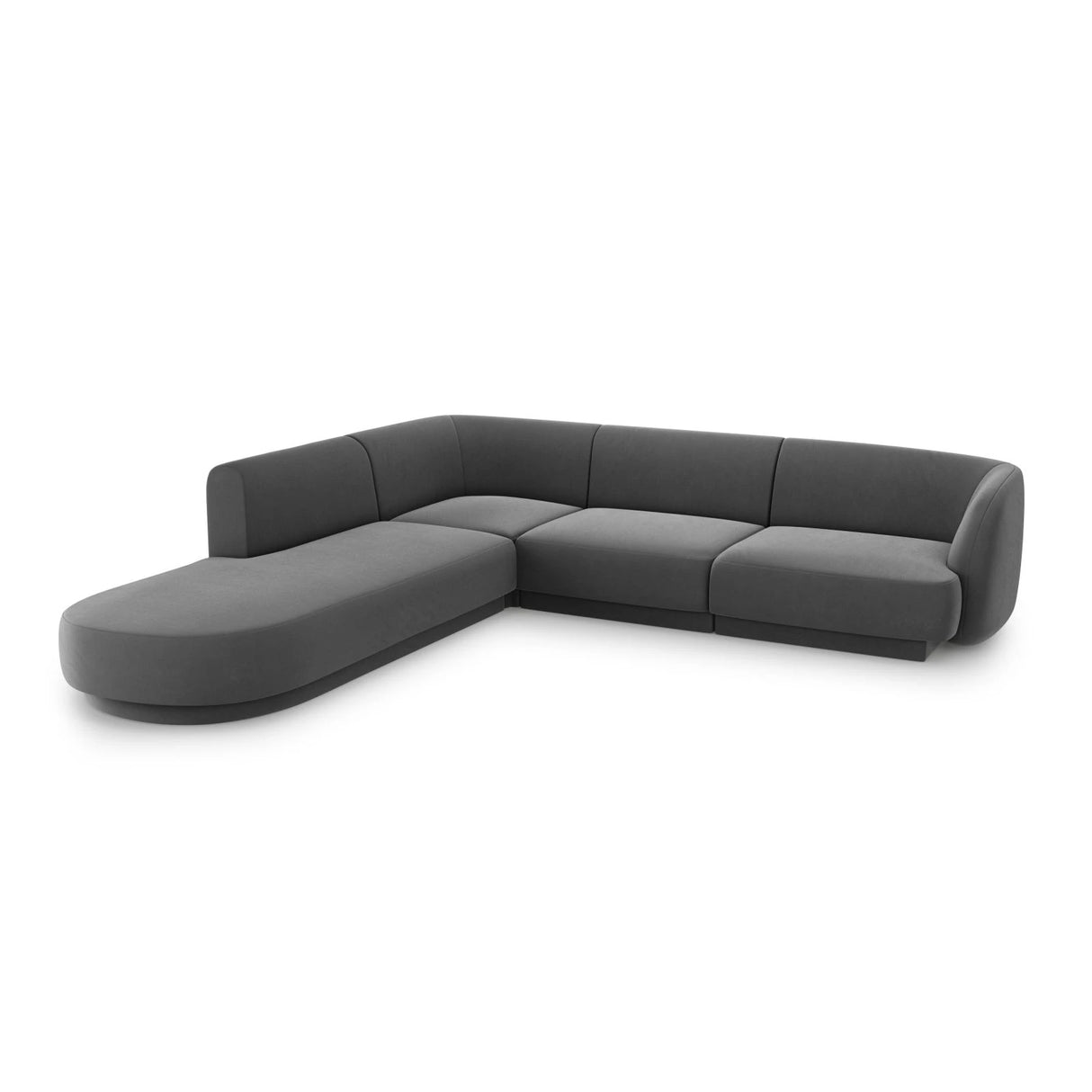 Miley 6-Sitzer Ecksofa, Chaiselongue Links, in Samt (Blu14) in Grau, 255x248 cm – Bild 3