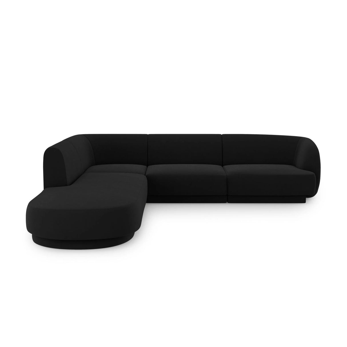 Miley 6-Sitzer Ecksofa, Chaiselongue Links, in Samt (Blu19) in Schwarz, 255x248 cm – Bild 1