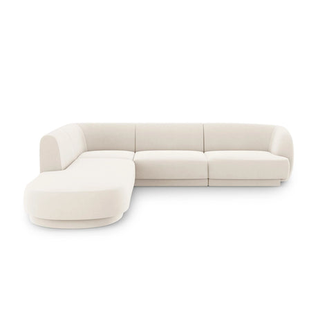 Miley 6-Sitzer Ecksofa, Chaiselongue Links, in Samt (Blu22) in Leichtes Beige, 255x248 cm – Bild 1