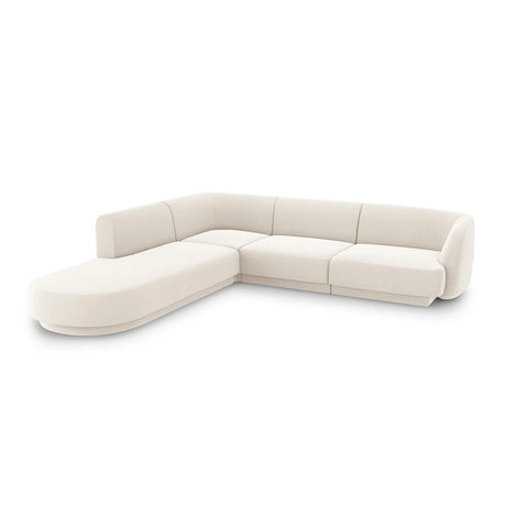 Miley 6-Sitzer Ecksofa, Chaiselongue Links, in Samt (Blu22) in Leichtes Beige, 255x248 cm – Bild 3