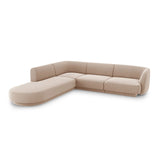 Miley 6-Sitzer Ecksofa, Chaiselongue Links, in Samt (Blu40) in Cappuccino, 255x248 cm – Bild 3