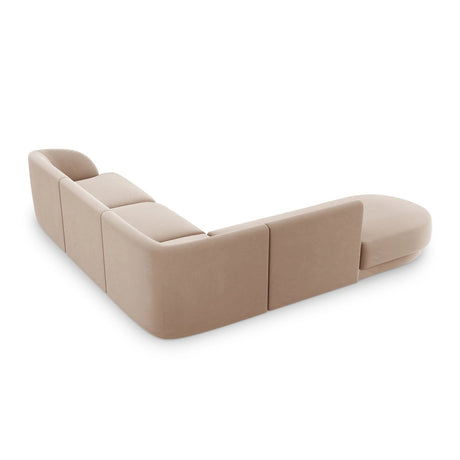Miley 6-Sitzer Ecksofa, Chaiselongue Links, in Samt (Blu40) in Cappuccino, 255x248 cm – Bild 4