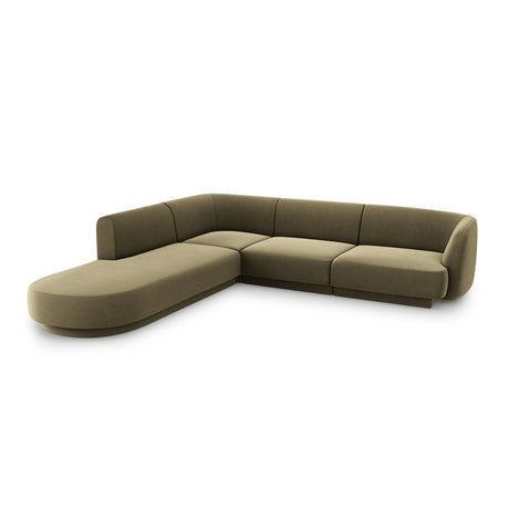 Miley 6-Sitzer Ecksofa, Chaiselongue Links, in Samt (Blu77) in Grün, 255x248 cm – Bild 3
