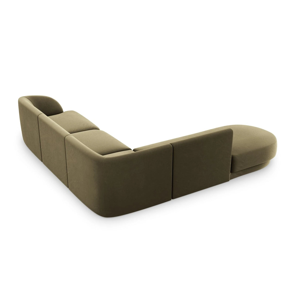 Miley 6-Sitzer Ecksofa, Chaiselongue Links, in Samt (Blu77) in Grün, 255x248 cm – Bild 4
