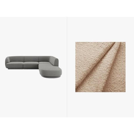 Miley 6-Sitzer Ecksofa, Chaiselongue Rechts, in Boucle (Bal2074) in Beige, 255x248 cm – Bild 1