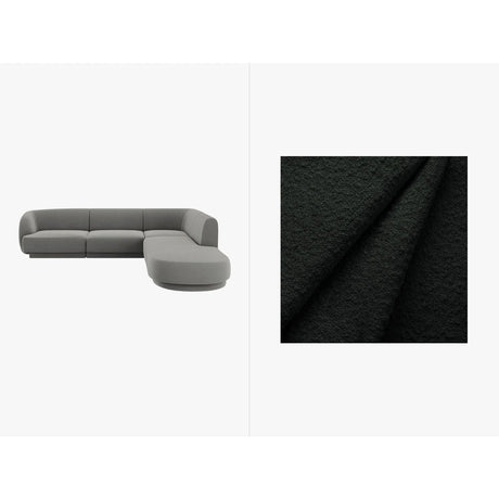 Miley 6-Sitzer Ecksofa, Chaiselongue Rechts, in Boucle (Bal2082) in Schwarz, 255x248 cm – Bild 1
