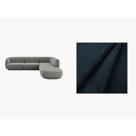Miley 6-Sitzer Ecksofa, Chaiselongue Rechts, in Boucle (Bal2088) in Dunkelblau, 255x248 cm – Bild 1