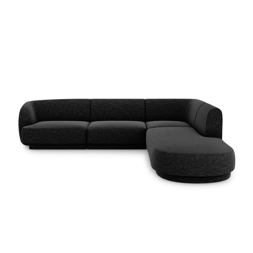 Miley 6-Sitzer Ecksofa, Chaiselongue Rechts, in Chenille (Haga19) in Schwarz, 255x248 cm – Bild 1