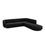 Miley 6-Sitzer Ecksofa, Chaiselongue Rechts, in Chenille (Haga19) in Schwarz, 255x248 cm – Bild 3