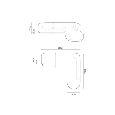 Miley 6-Sitzer Ecksofa, Chaiselongue Rechts, in Chenille (Haga78) in Petrol, 255x248 cm – Bild 2