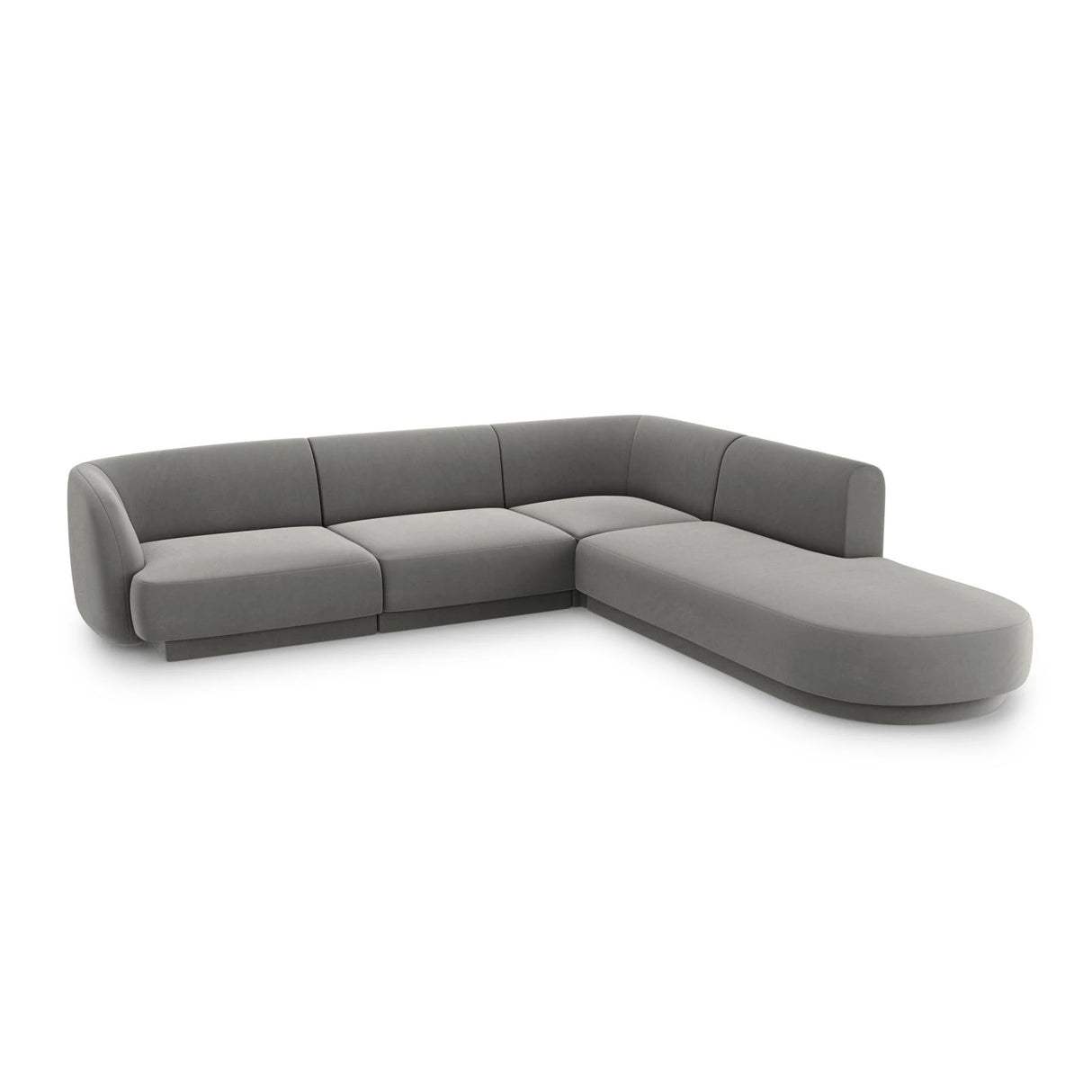 Miley 6-Sitzer Ecksofa, Chaiselongue Rechts, in Samt (Blu13) in Hellgrau, 255x248 cm – Bild 3