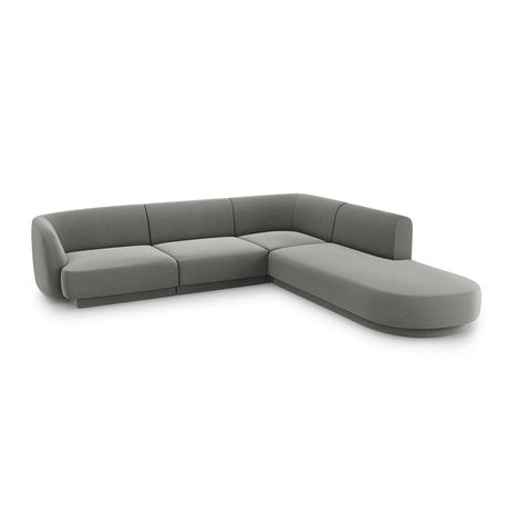 Miley 6-Sitzer Ecksofa, Chaiselongue Rechts, in Samt (Blu13) in Hellgrau, 255x248 cm – Bild 3