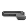 Miley 6-Sitzer Ecksofa, Chaiselongue Rechts, in Samt (Blu14) in Grau, 255x248 cm – Bild 1