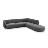Miley 6-Sitzer Ecksofa, Chaiselongue Rechts, in Samt (Blu14) in Grau, 255x248 cm – Bild 3