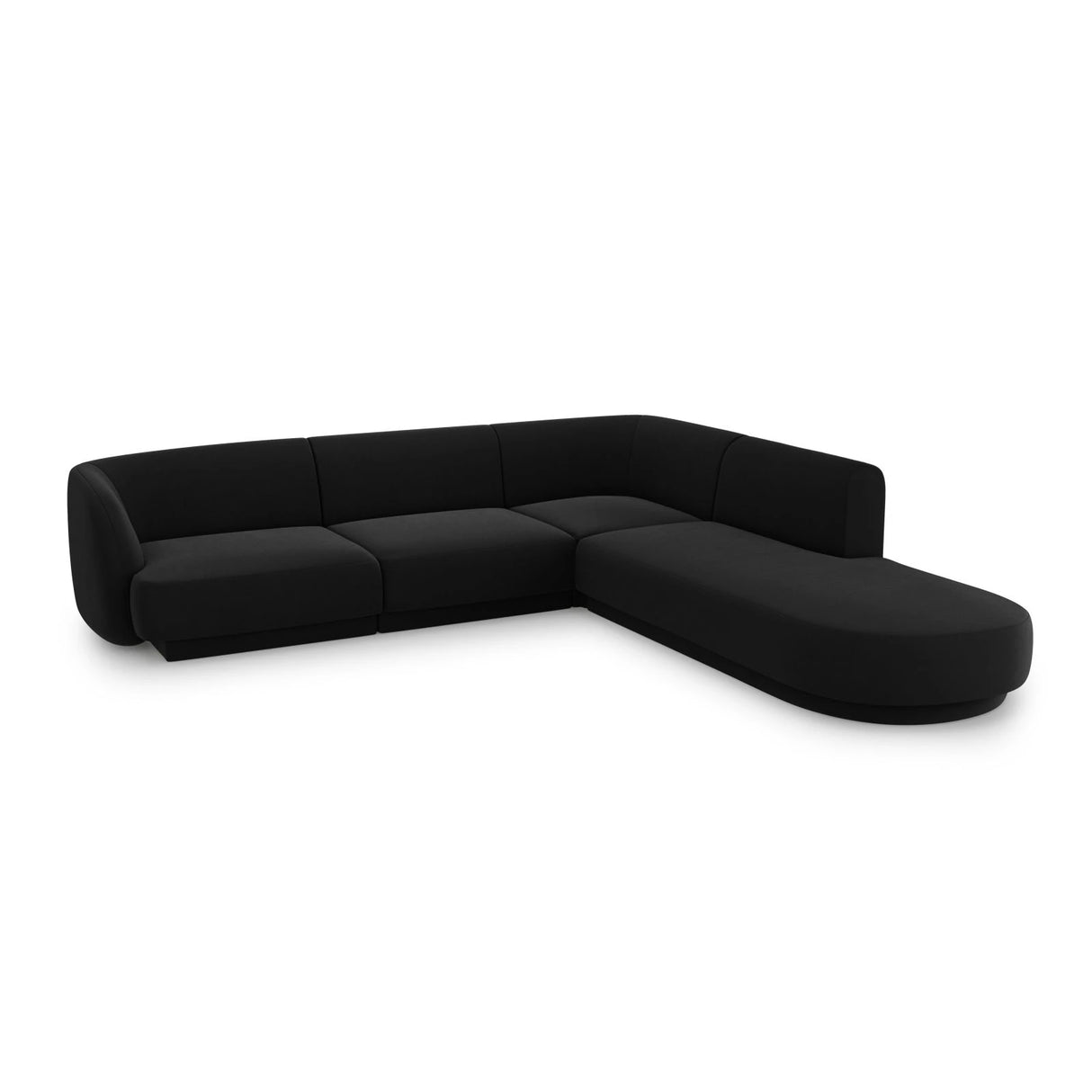 Miley 6-Sitzer Ecksofa, Chaiselongue Rechts, in Samt (Blu19) in Schwarz, 255x248 cm – Bild 3