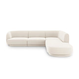 Miley 6-Sitzer Ecksofa, Chaiselongue Rechts, in Samt (Blu22) in Leichtes Beige, 255x248 cm – Bild 1