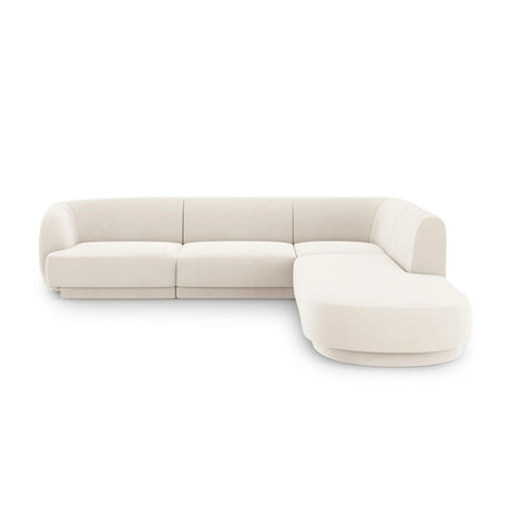 Miley 6-Sitzer Ecksofa, Chaiselongue Rechts, in Samt (Blu22) in Leichtes Beige, 255x248 cm – Bild 1