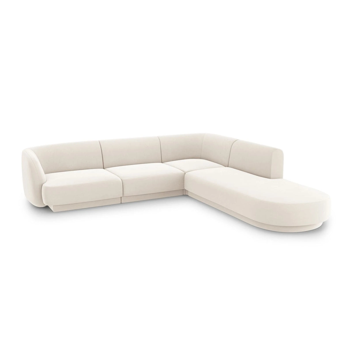 Miley 6-Sitzer Ecksofa, Chaiselongue Rechts, in Samt (Blu22) in Leichtes Beige, 255x248 cm – Bild 3