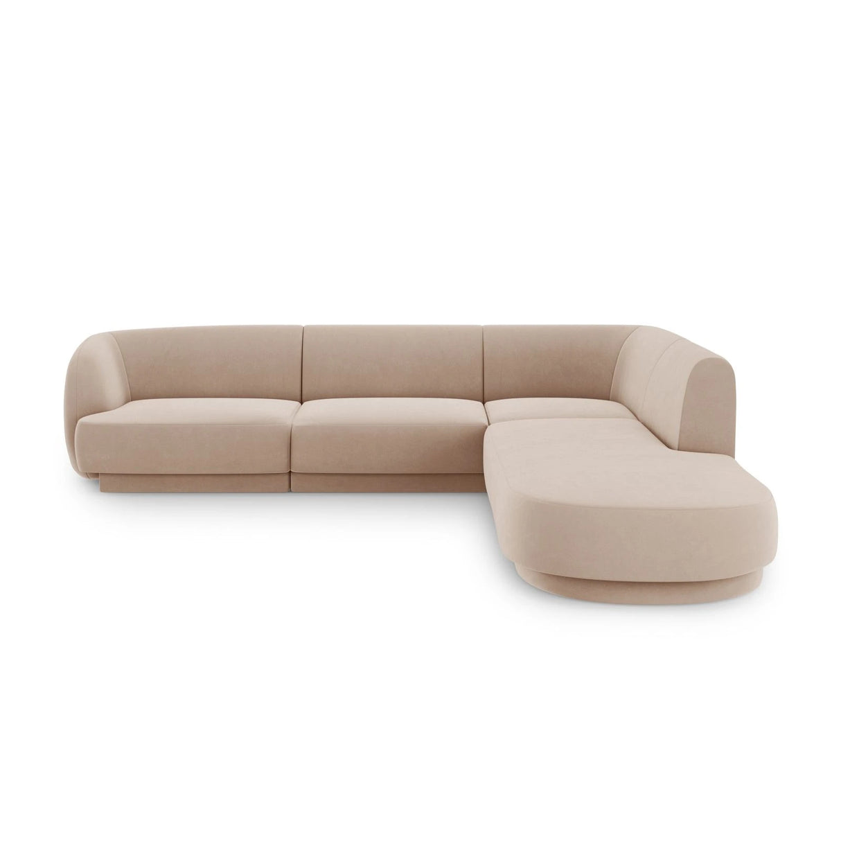 Miley 6-Sitzer Ecksofa, Chaiselongue Rechts, in Samt (Blu40) in Cappuccino, 255x248 cm – Bild 1