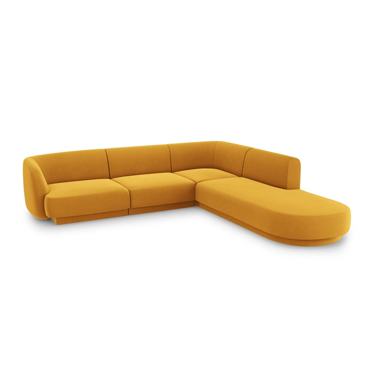 Miley 6-Sitzer Ecksofa, Chaiselongue Rechts, in Samt (Blu68) in Gelb, 255x248 cm – Bild 3