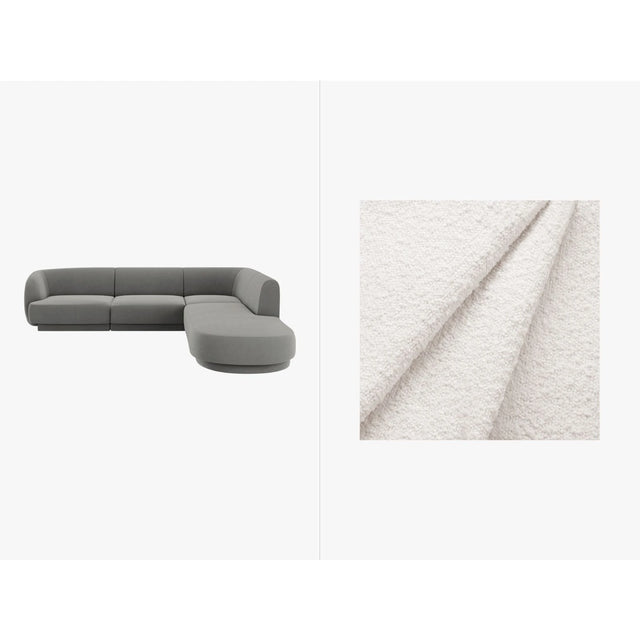 Miley 6-Sitzer Ecksofa, Chaiselongue Rechts, in Samt, Boucle oder Chenille, 255x248 cm – Bild 1