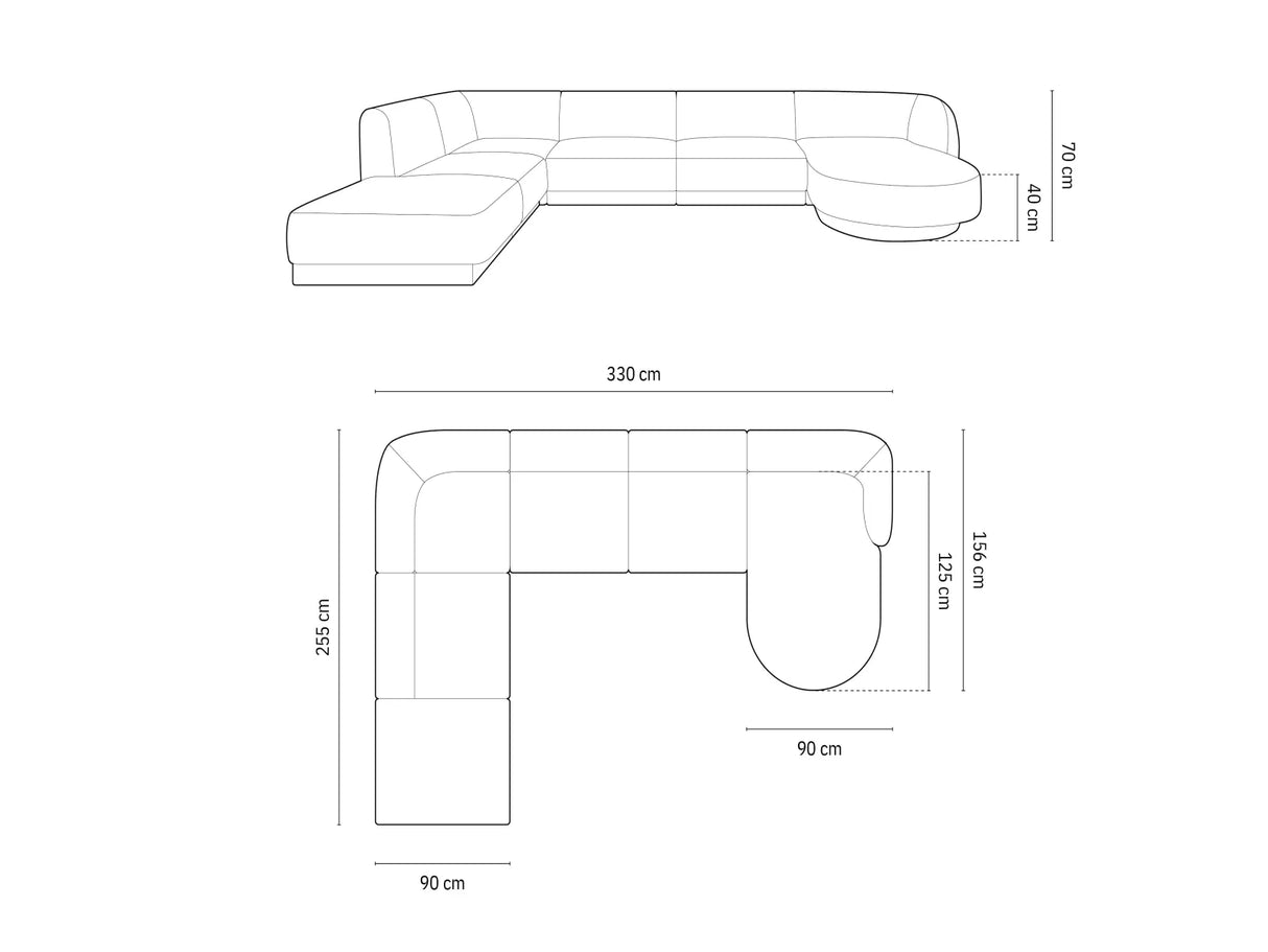 Miley 6-Sitzer Panorama-Sofa Links mit Bezug aus Chenille (Haga86) in Königsblau, 330x255 cm – Bild 5