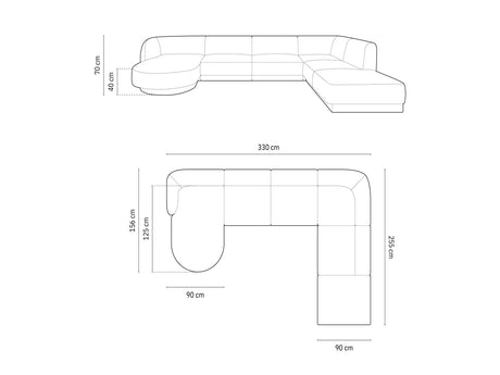 Miley 6-Sitzer Panorama-Sofa Rechts mit Bezug aus Chenille (Haga06) in Hellgrau, 330x255 cm – Bild 5