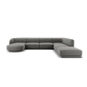 Miley 6-seater panoramic sofa right with velvet or boucle upholstery, 330x255 cm