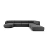 Miley 6-seater panoramic sofa right with velvet or boucle upholstery, 330x255 cm